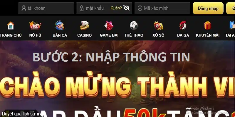 Bước 2: Tiến hành đăng nhập tài khoản